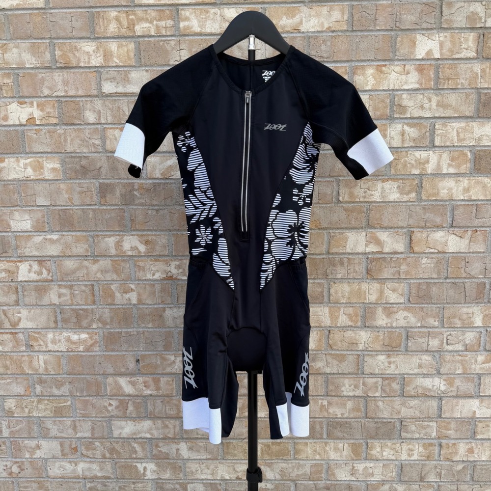 Zoot Womens Ultra Tri Aero Skinsuit Triathlon Racesuit Black White Floral Sz M